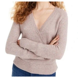 Women's Madewell V-Neck Wrap Sweater M Light Brown